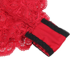Subblime - 953898 Chemisier De Nuit En Soie Et Dentelle + Culotte Rouge S/M
